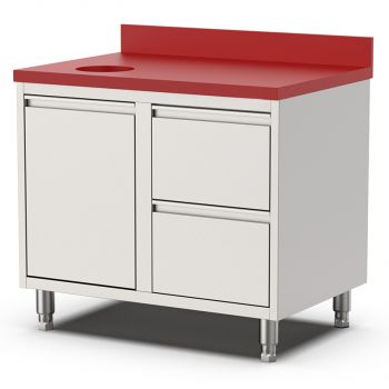 Elfinox Snijtafel met 2 lades en kanteldeur | 100 CM