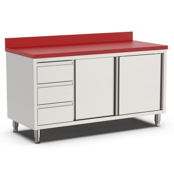 Elfinox Snijtafel met 3 lades en 2 schuifdeuren | 150 CM