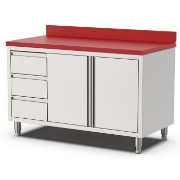 Elfinox Snijtafel met 3 lades en 2 draaideuren | 100 CM