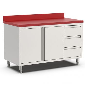 Elfinox Snijtafel met 3 lades en 2 schuifdeuren | 120 CM
