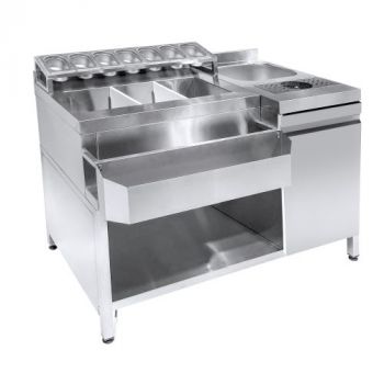 7083.0035 Cocktail Bar Station   Incl. Spoelbak, Glazenspoeler, Gn Bakken En Speedrail Voor Flessen