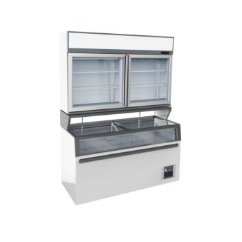 7455.2520 Wandvrieskast Wit 2 Glasdeuren