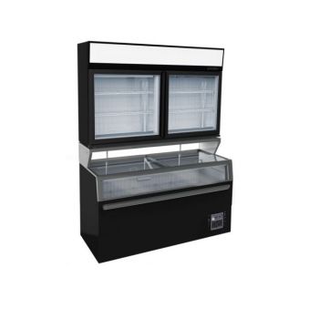 7455.2530 Wandvrieskast Zwart 2 Glasdeuren