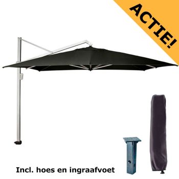 Horeca zweefparasol Nico Premium 4x3m zwart zilver 7079P Aanbieding