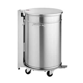 Inomak Garby verrijdbare rvs afval met vertraagd sluitend deksel en pedaalbediening