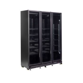 7455.1925 Koelkast 3 Glasdeuren Zwart Nap 1200 Ht Met Deurverwarming